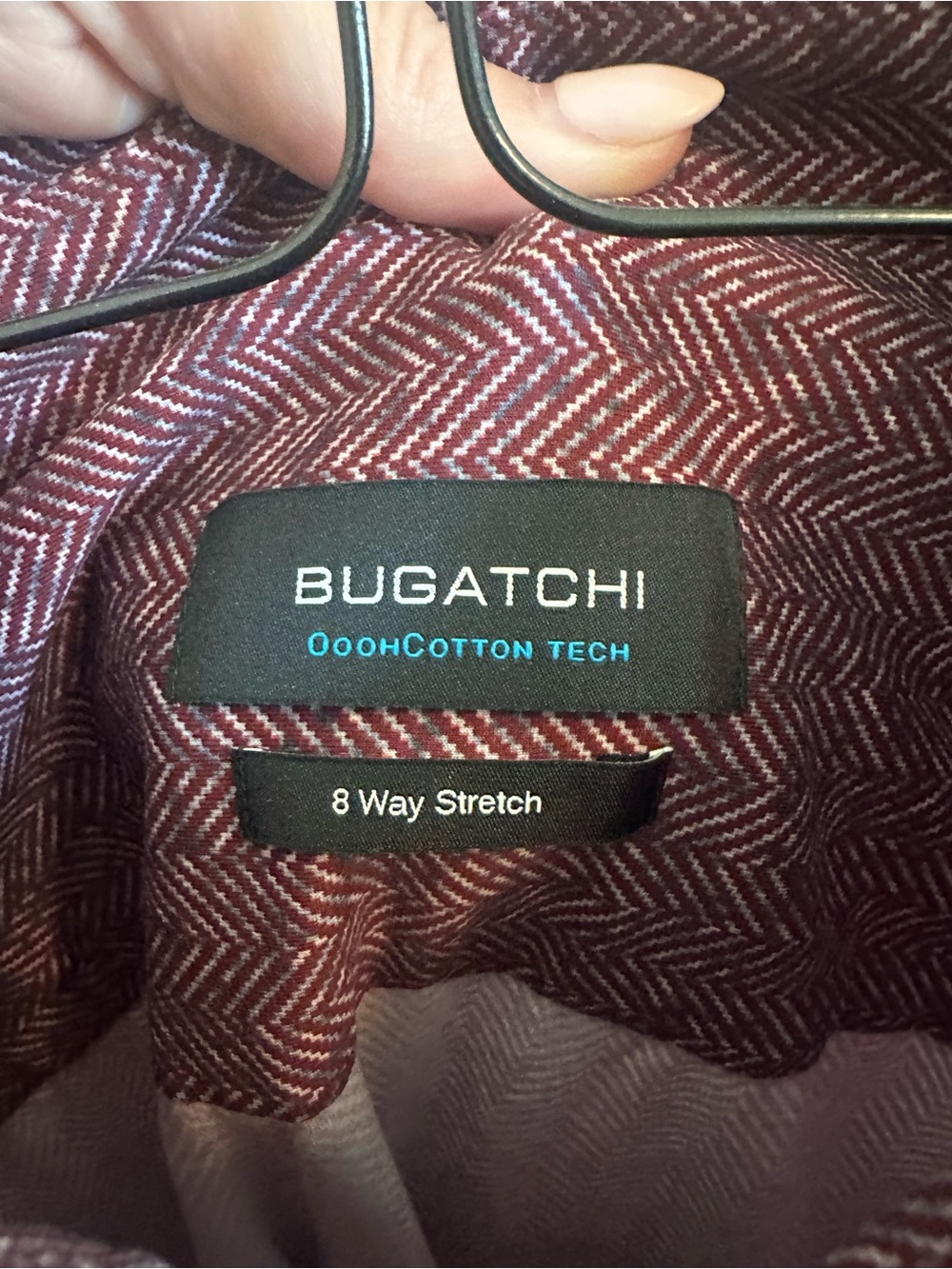 Bugatchi Men's Maroon Herringbone Polo Shirt